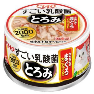 画像1: 【送料実費】いなば　チャオ　すごい乳酸菌缶　ささみ・まぐろ・カニカマ入り　80g【国産】【期限2026.8.28】 (1)