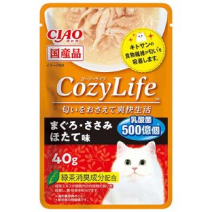 画像1: 【期限間近】いなば　コージーライフパウチ　まぐろ・ささみ　ほたて味　40g【賞味期限2024.11.22】 (1)