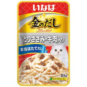 画像1: 残り4・いなば　金のだしパウチ　とりささみ・牛肉入り　40ｇ【賞味期限2024.11】 (1)