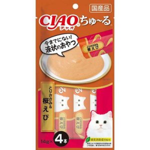 画像1: いなば　チャオちゅ〜る　とりささみ＆桜えび　14g×4本入【賞味期限2026.8】 (1)