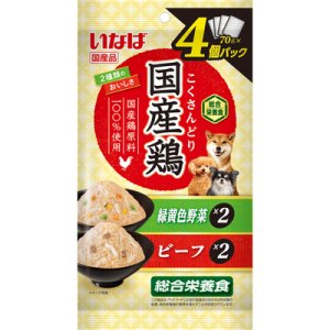 画像1: いなば 　国産鶏　総合栄養食　チーズ・緑黄色野菜　70g×4個パック【国産品】 【賞味期限2025.11】【6個までレターパックプラス便600円対応】 (1)