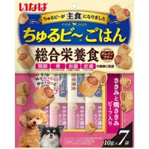 画像1: いなば　ちゅるビ〜ごはん　総合栄養食　ささみと焼ささみビーフ入り　10g×7入【賞味期限2025.11】 (1)