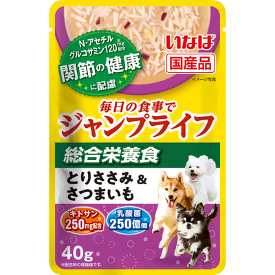 いなば　ジャンプライフパウチ　総合栄養食　とりささみ＆さつまいも　40g 【国産品】【賞味期限2025.7.20】【8個までメール便198円対応】